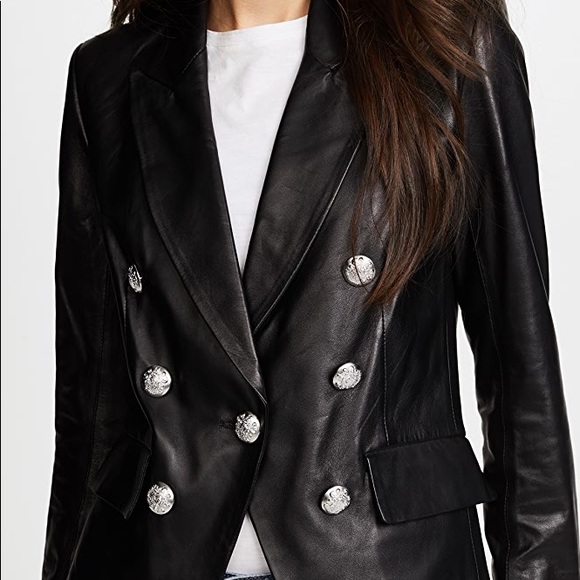 NWT INC Faux Leather Blazer Black Jacket Size PM - Picture 2 of 7